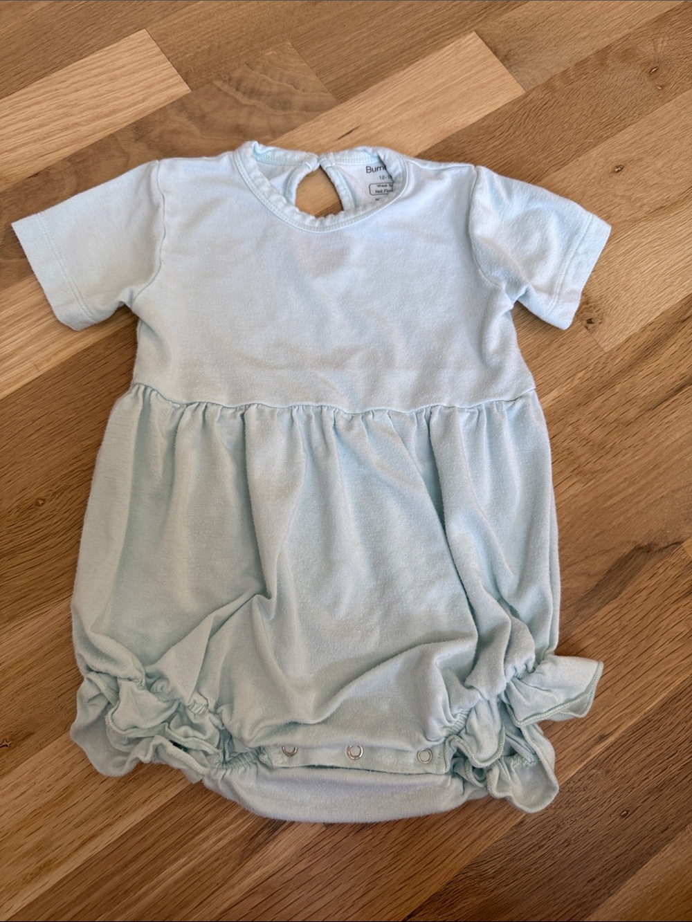 Burt's Bees Baby Light Blue Bubble Romper with Ruffle Legs